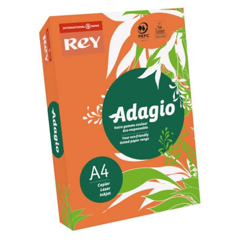 Carta colorata A4 Sylvamo Rey Adagio 80 g/m² arancio 21 - Risma da 500 fogli - ADAGI080X639